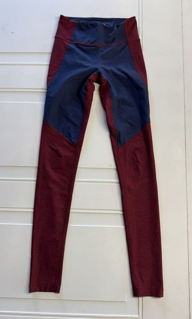 Outdoor Voices Womens Sz XS Colorblock Ankle Mid Rise Leggings Yoga Blue Red
